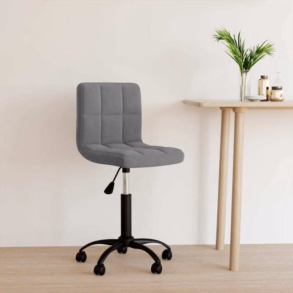 The Living Store sedia da ufficio girevole in velluto grigio scuro