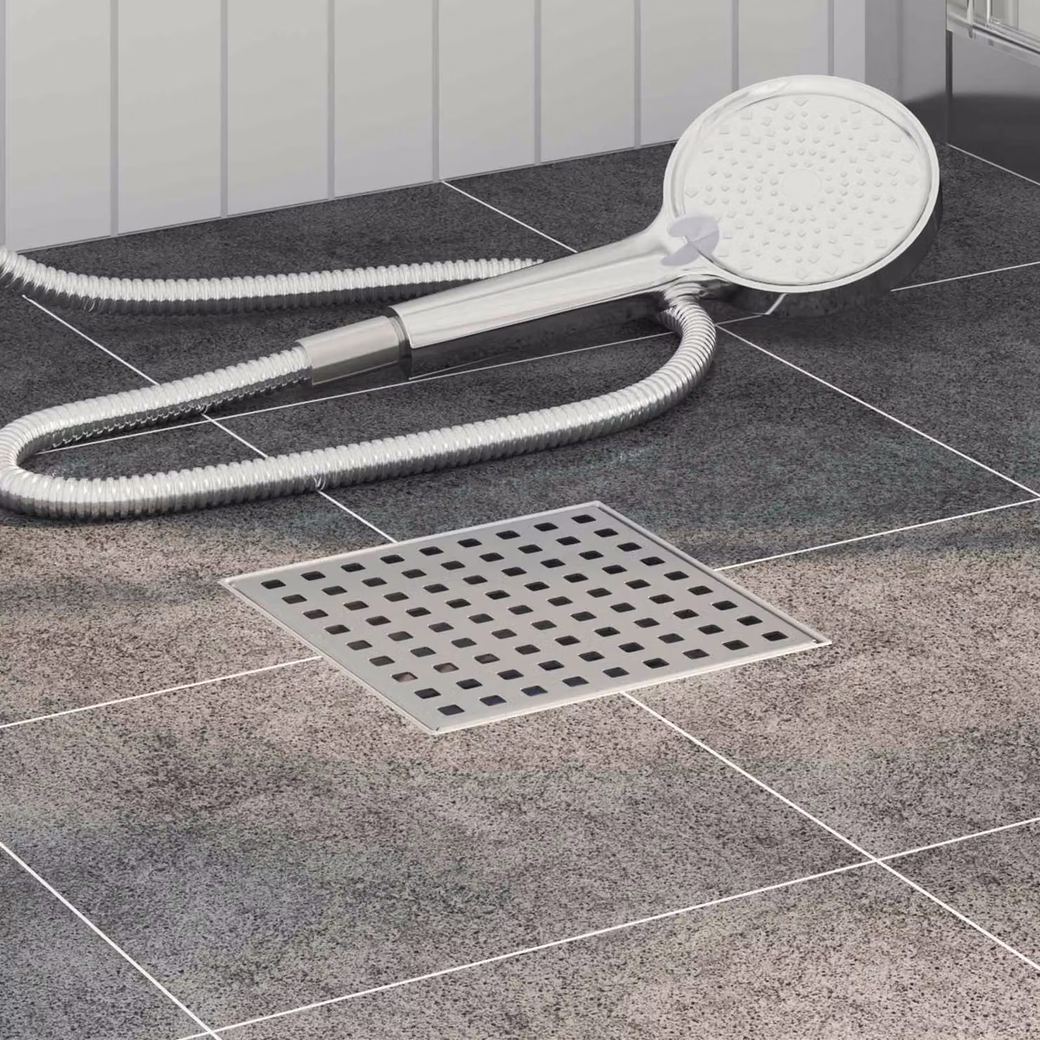 Scarico doccia a pois vidaXL in acciaio inox 304, Argento, 15 x 15 cm