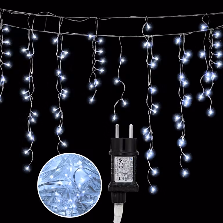 Izrielar 10M LED Pioggia di Ghiaccio Luci Fatate Tenda di Luce per Esterni Interni 400 LED Icicle Luci di Natale 8 Modi Decorazione di Natale Festa Giardino Bianco Caldo