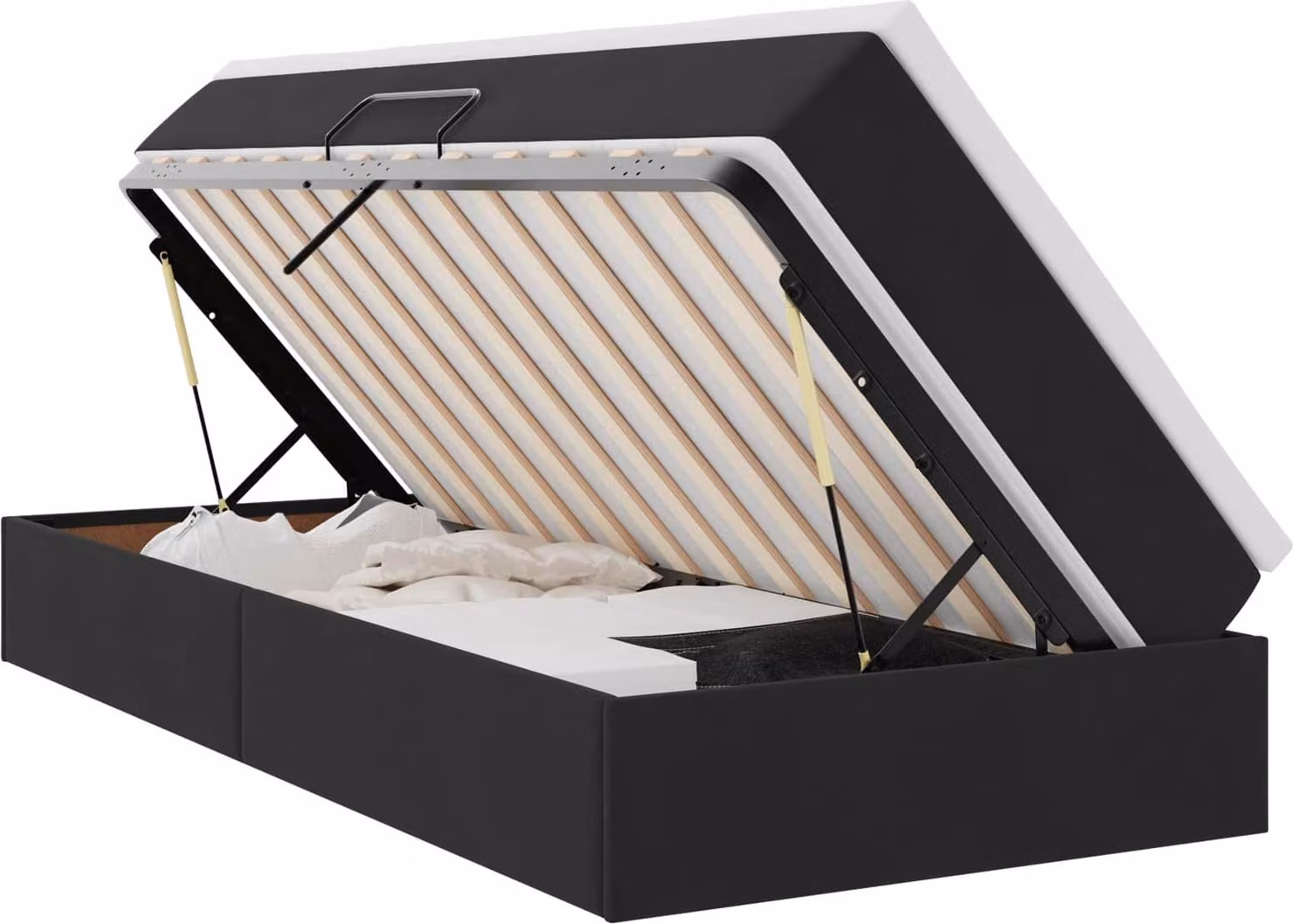 Letto con contenitore e materasso Nero 90 x 200 cm Velluto