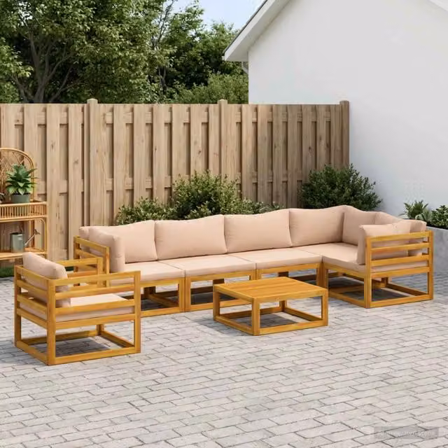 Set di divani 7 pz Naturale Legno di Acacia Massello 3417305