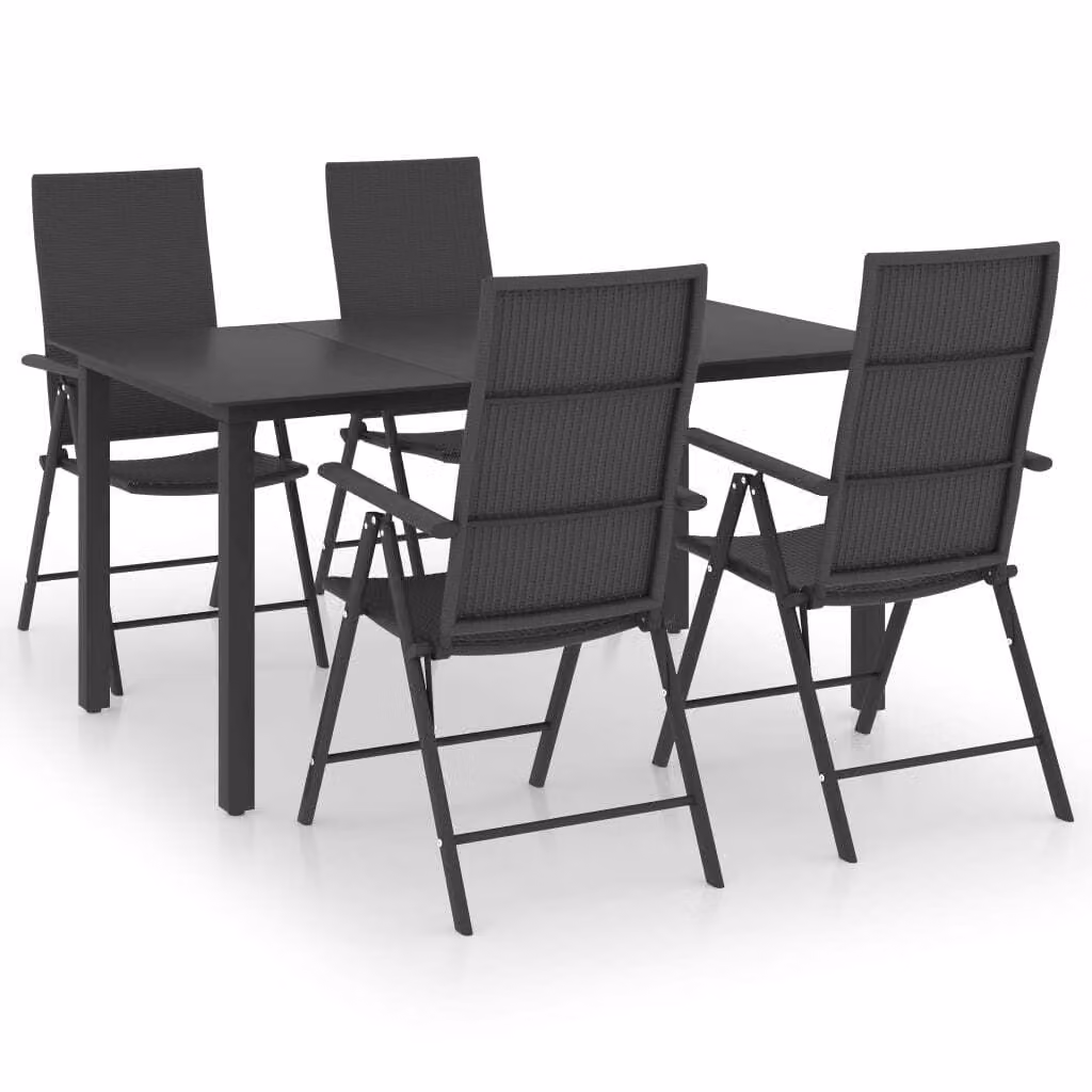 Set da Pranzo da Giardino 5 pz Nero