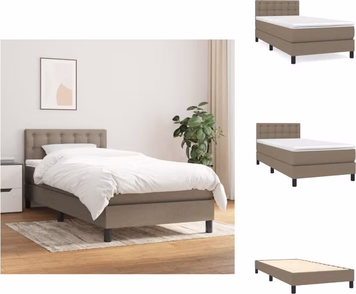 vidaXL Letto a molle con materasso in tessuto taupe 100x200 cm - Letti e strutture letto