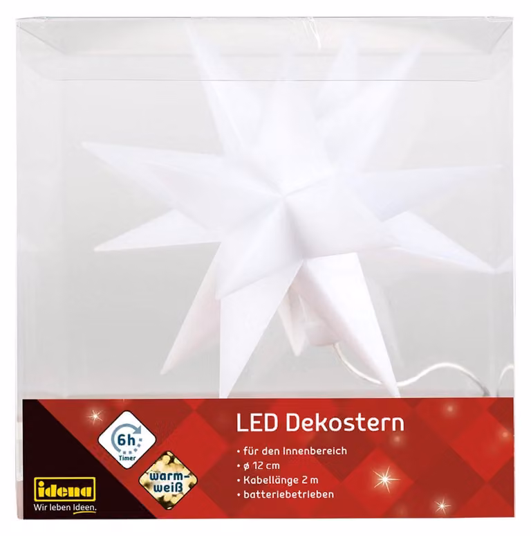 Faretto a LED, colore bianco, luce calda, 18 LED, timer, cavo di 2 metri, diametro 12 cm