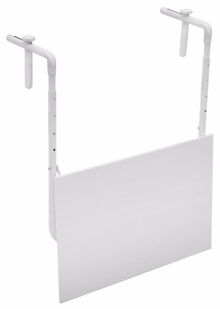 Tavolino Pieghevole da Ringhiera 60x52 cm Ringhiera in Ferro Bianco