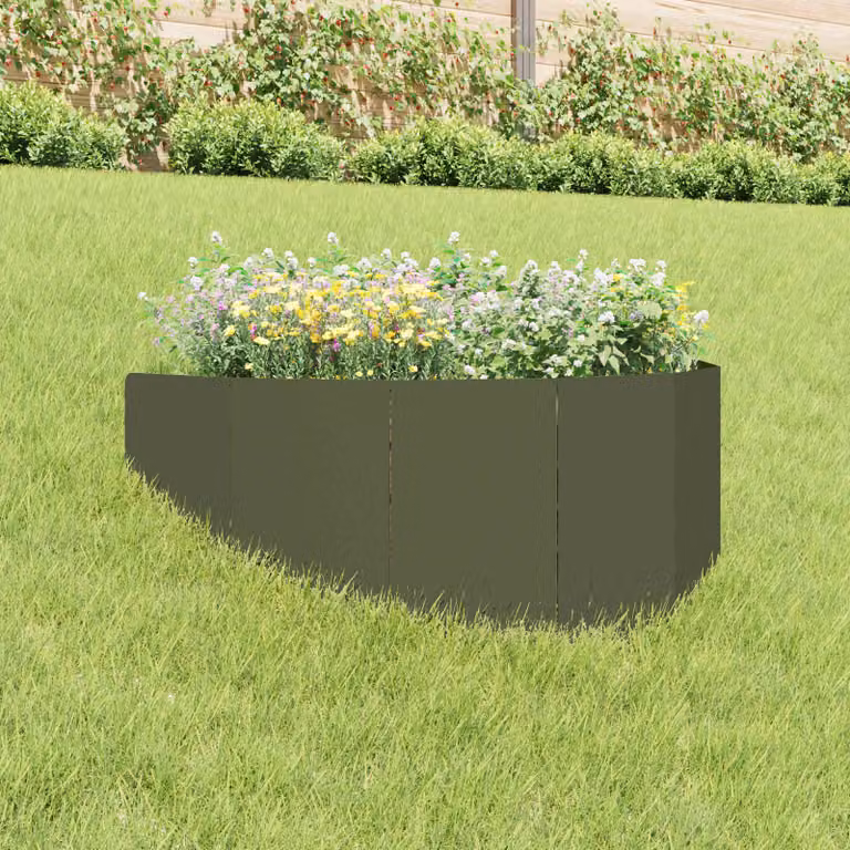 Bordura per prato vidaXL in acciaio colore verde oliva 100 x 45 cm