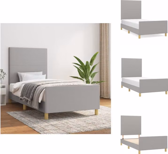 vidaXL Struttura letto con testiera in tessuto grigio chiaro 90x200 cm - Letti e strutture letto