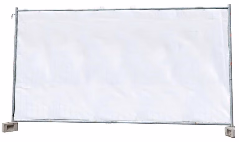 10 Stück Bauzaunplane 160g/m² weiss PE 1,76m x 3,41m