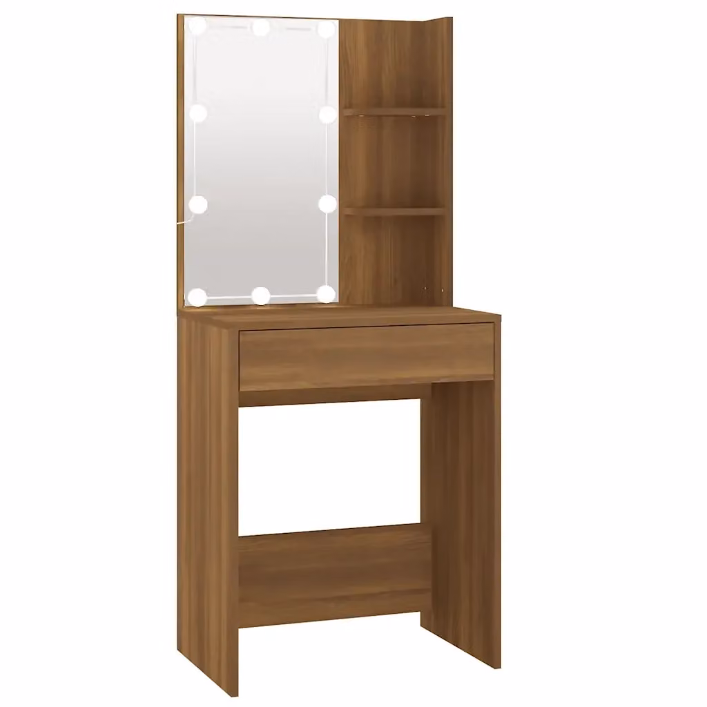 Toeletta moderna con LED vidaXL in rovere marrone L 60 cm, P 40 cm, H 140 cm – 2