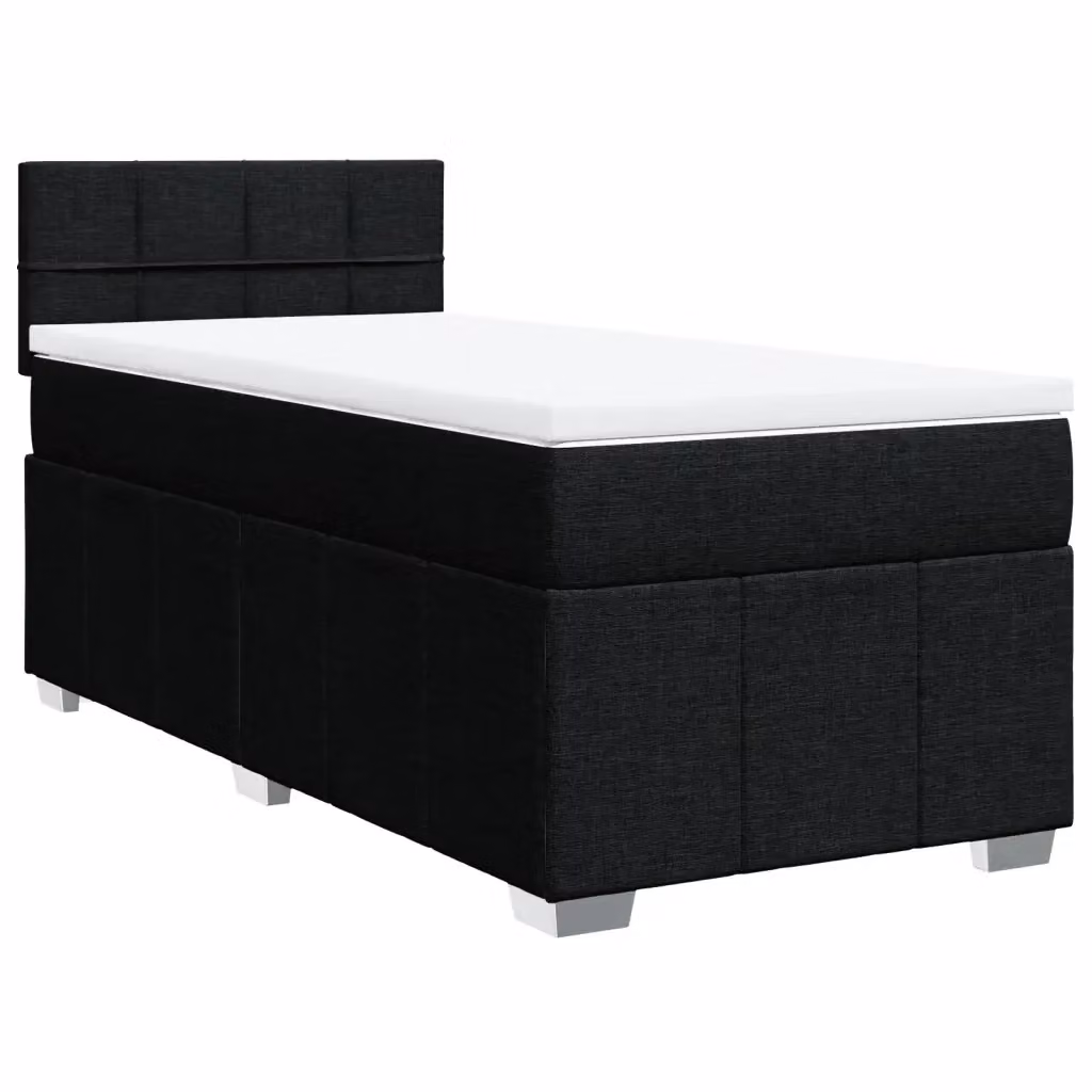 Letto Ibrido con Giroletto a Molle e Materasso vidaXL in Tessuto Nero e Bianco L/P: 90 x 200 cm – 2