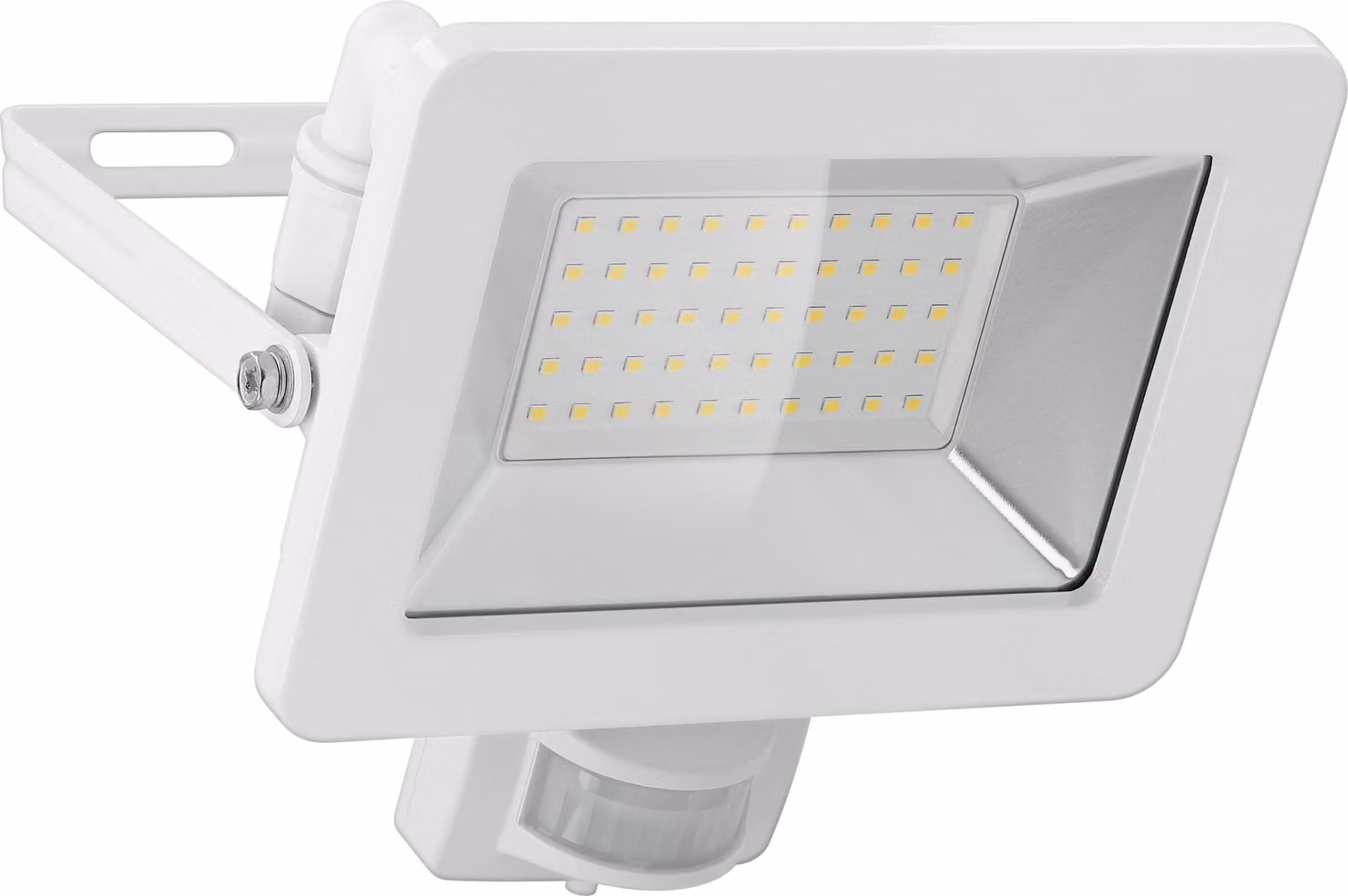 goobay Faretto LED per esterni, 50 W con rilevatore di movimento con 4250 lm, luce bianca neutra 4000 K, sensore PIR e pressacavo M16 bianco