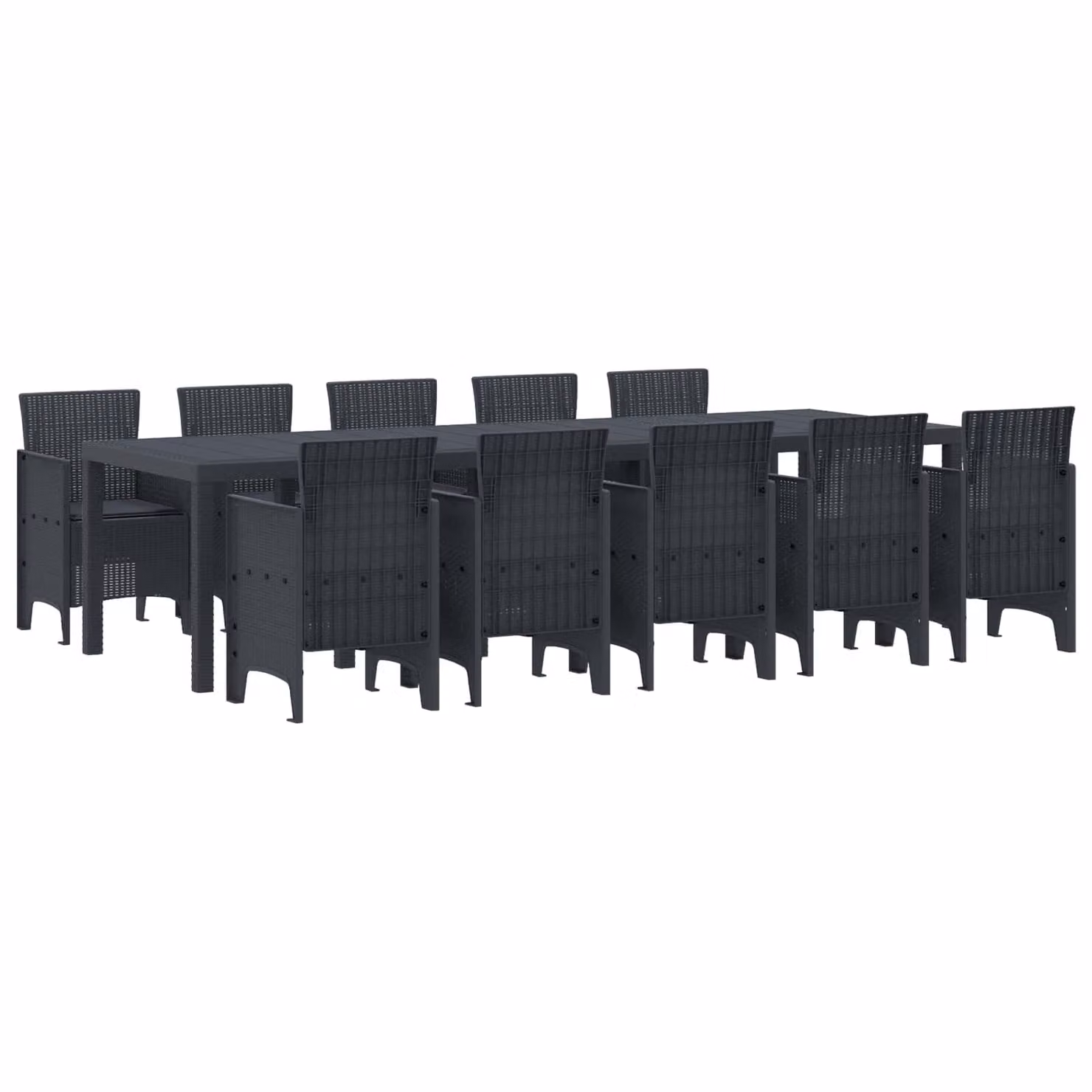 Set da pranzo per giardino e terrazza vidaXL in rattan sintetico antracite, 11 pezzi