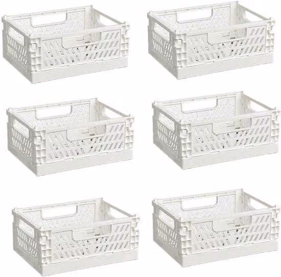 Ibenzoa®: Set di 6 cesti pieghevoli salvaspazio, realizzati in ABS, multifunzionali, disponibili in diversi colori e dimensioni (da 15x10x6 a 43x29x17 cm) per cucina, bagno, ufficio, camera da letto