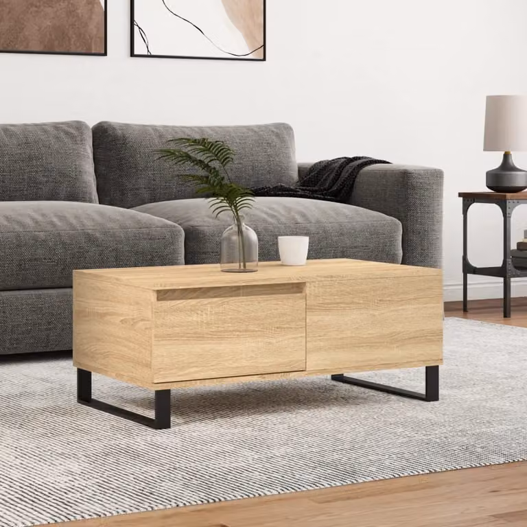The Living Store tavolino in rovere Sonoma 90x50x36,5 cm materiale a base di legno