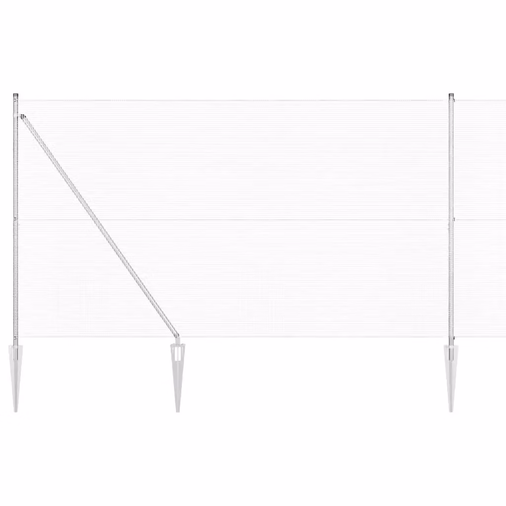 Recinzione in rete saldata con punte vidaXL in acciaio zincato argento, L: 25 m, H: 1,5 m – 2