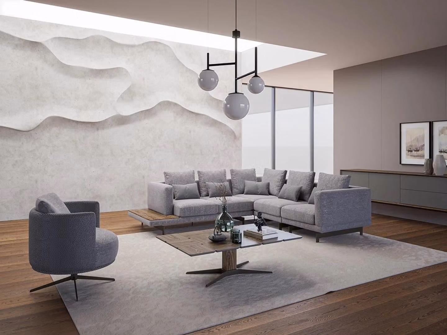 Luxus Garnitur Textil Polstersofa L-Form Möbel Wohnzimmer Couchtisch