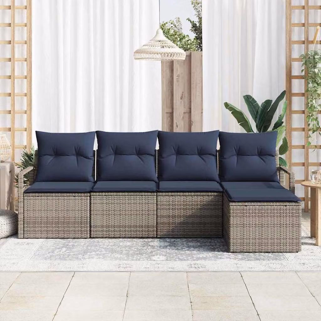 Maison Exclusive - Set di divani componibili, 5 pezzi, grigio [materiale sintetico]: rattan sintetico