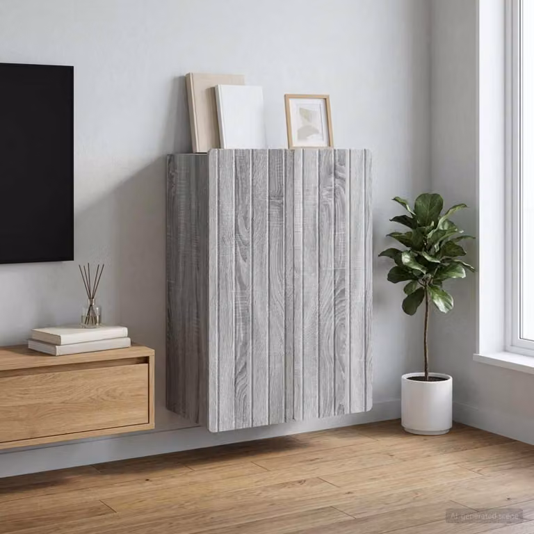 Mobiletto a muro moderno vidaXL in legno e MDF grigio L: 66 cm, P: 34,5 cm, H: 92 cm