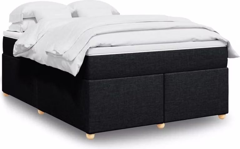Maison Exclusive - Giroletto a Molle con Materasso Nero 160x200 cm in Tessuto