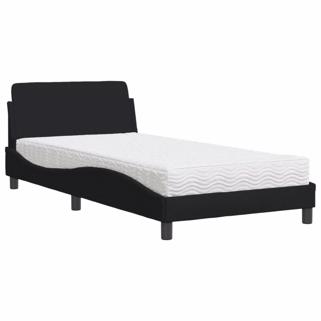 Letto con Materasso Dover Nero 100x200 cm in Tessuto