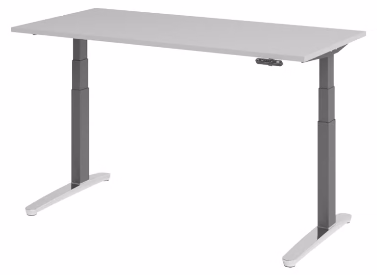 Scrivania elettrica bümö XBHM - Dimensioni: 160 x 80 cm, finitura: grigio, struttura: grafite/alluminio lucido