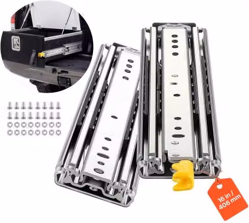 VEVOR Guide Telescopiche per Cassetti 40,6 cm con Blocco, Portata 226,8 kg, Montaggio Laterale, Estensione Totale a 3 Sezioni con Cuscinetti a Sfera, Acciaio al Carbonio, con Viti e Dadi, per Cucina