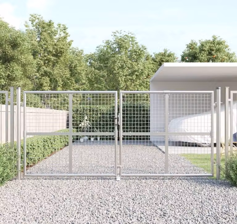 Maison Exclusive - Cancello da giardino a maglie, argento, 300x125 cm, acciaio zincato