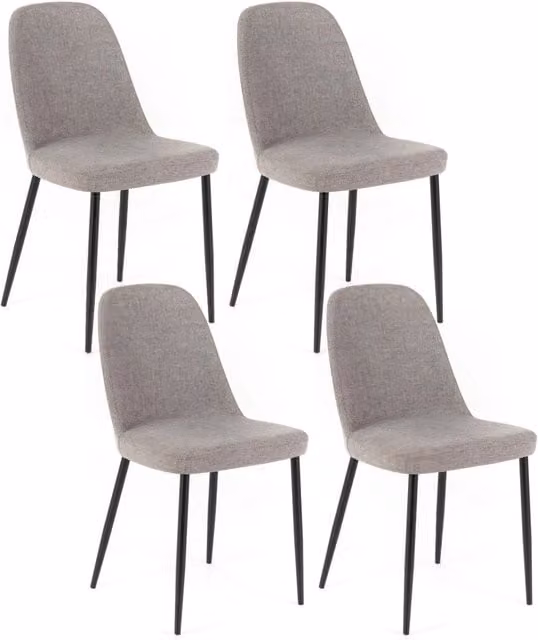 Set 4 Sedie 55x46xH85 cm in Tessuto Tamara Grigio Chiaro