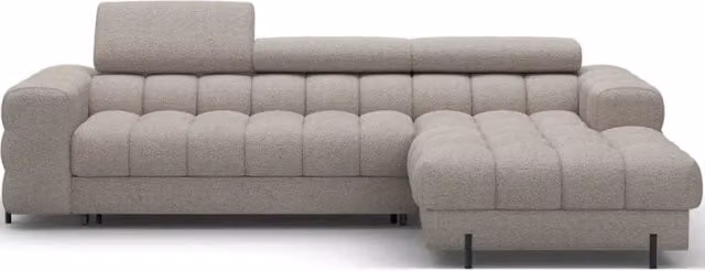 Divano angolare destro convertibile Meublorama Beige mélange stile moderno con funzione letto e poggiatesta regolabile L/P/H: 285 x 99 x 181 cm