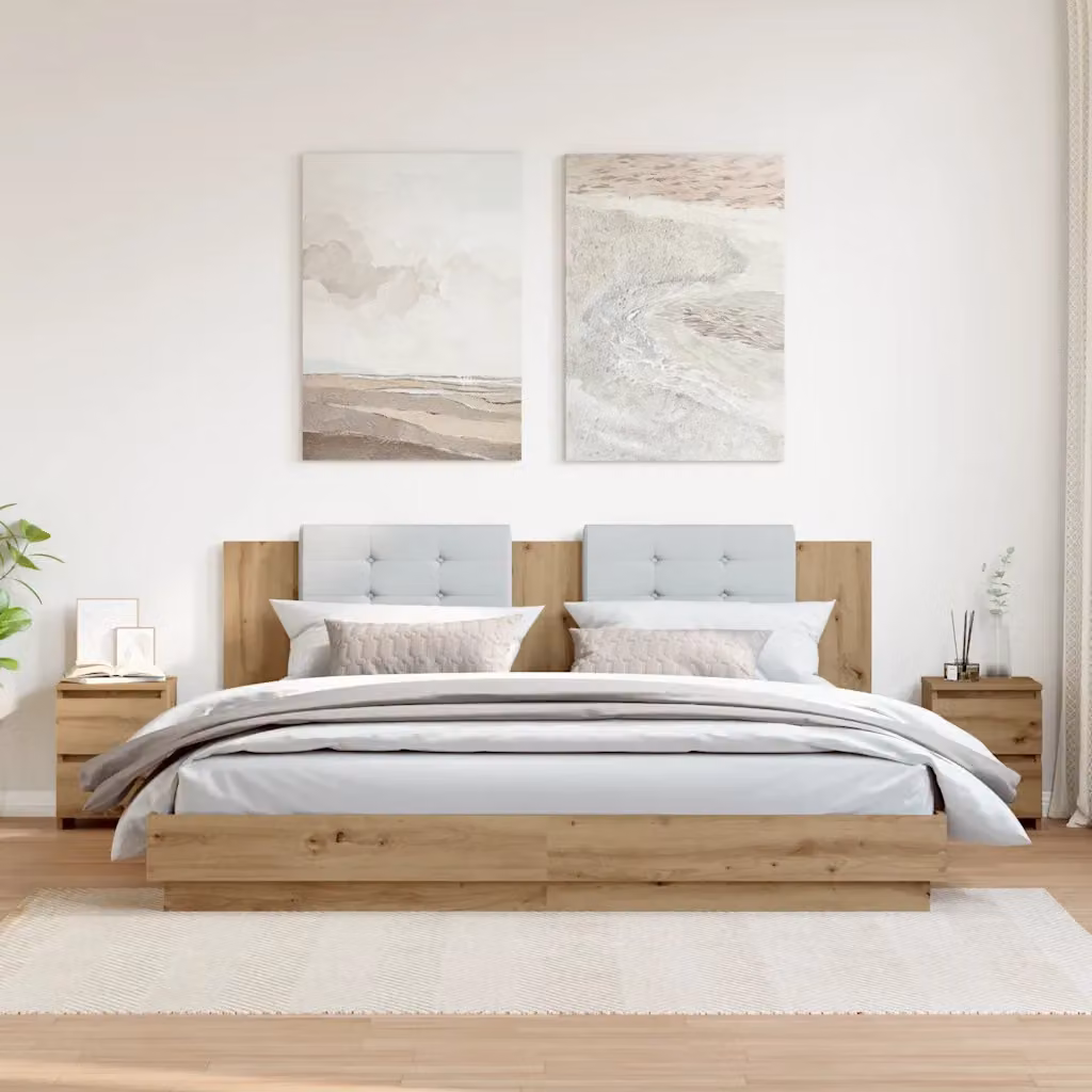 Set di 2 comodini vidaXL in legno multistrato e MDF, stile industriale, colore marrone, L 30 cm x P 30 cm x H 40 cm