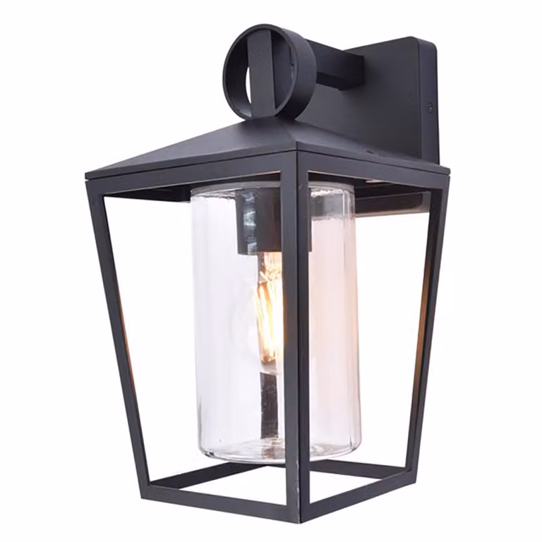 Applique da esterno WEST nero-trasparente 1xE27x40W in alluminio, dimensioni: 28,8x16x19,9 cm, IP44, Lutec