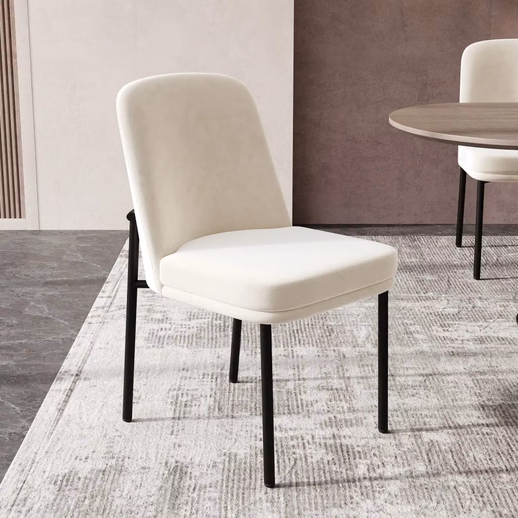 Set di 2 sedie da pranzo MIVRAY in velluto beige con struttura in metallo nero e seduta imbottita – 2