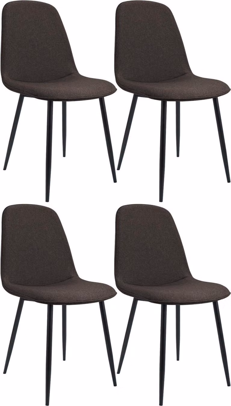 Set di quattro sedie da pranzo - sedie a conchiglia - comode e stabili - marrone, in tessuto, facili da montare