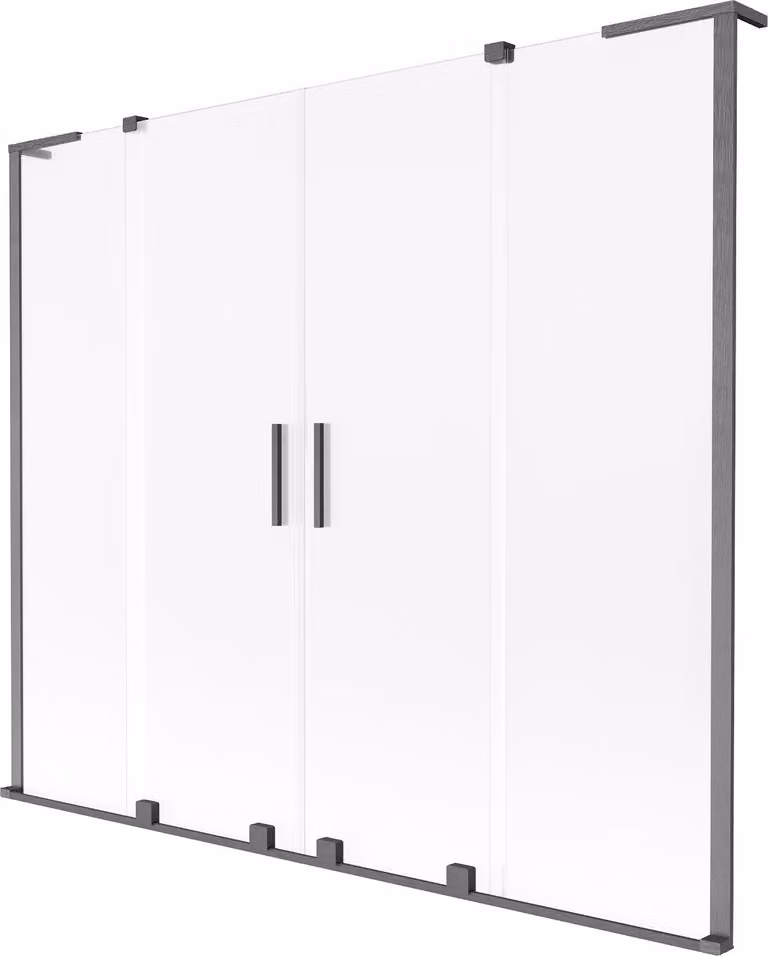 Mexen Velar L Duo paravento per vasca da bagno, 2 ante scorrevoli, 170 x 150 cm, opaco, grigio canna di fucile spazzolato