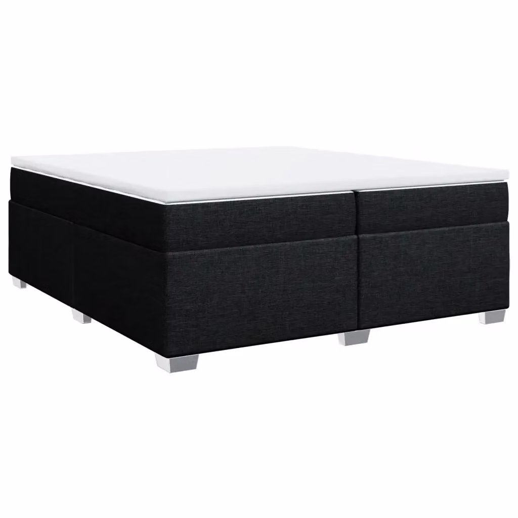 Letto Ibrido vidaXL con Giroletto a Molle e Materasso in Tessuto Nero e Bianco L/P: 200 x 200 cm – 2