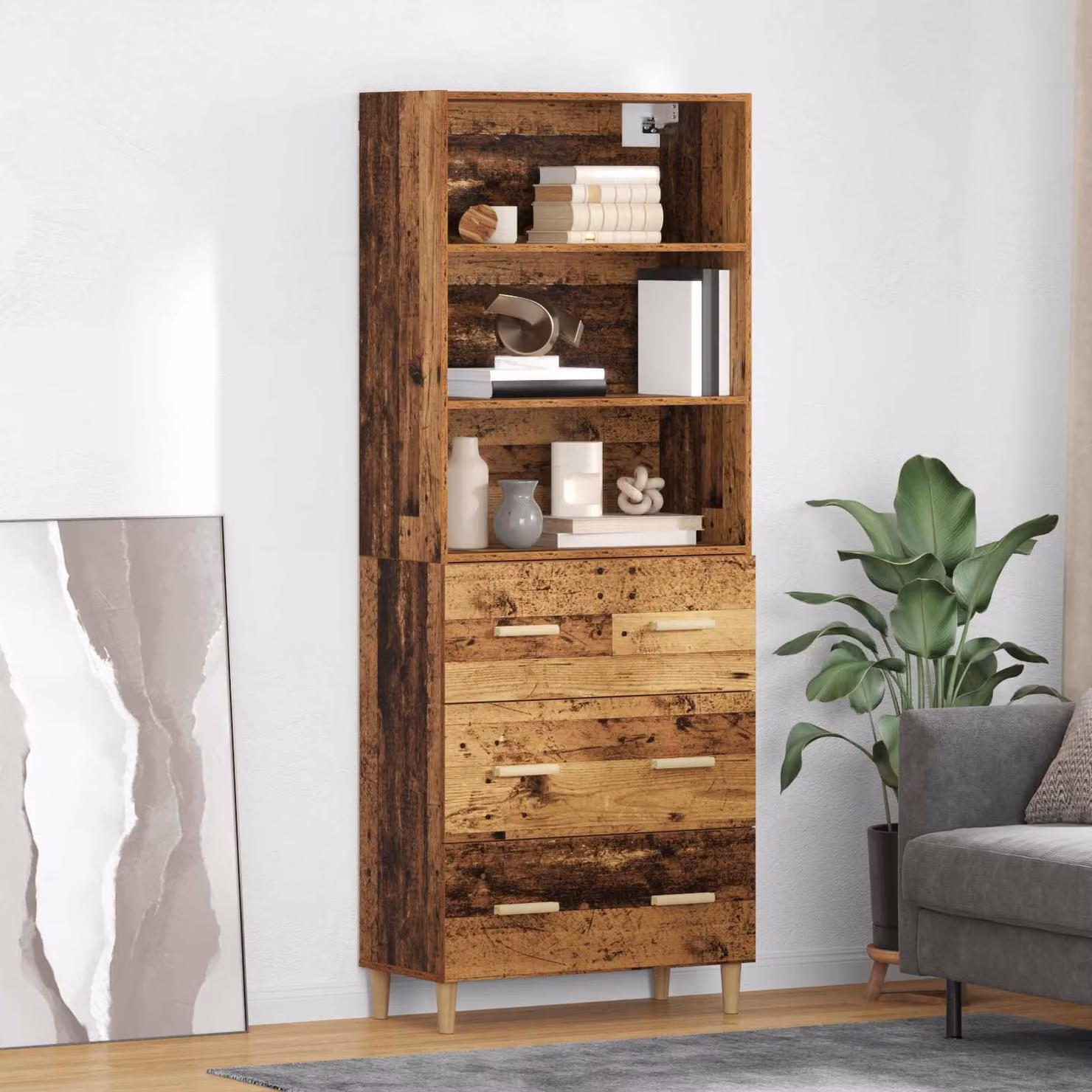 Credenza vidaXL in legno effetto vecchio marrone per soggiorno e sala da pranzo L: 69,5 cm, P: 32,5 cm, H: 180 cm