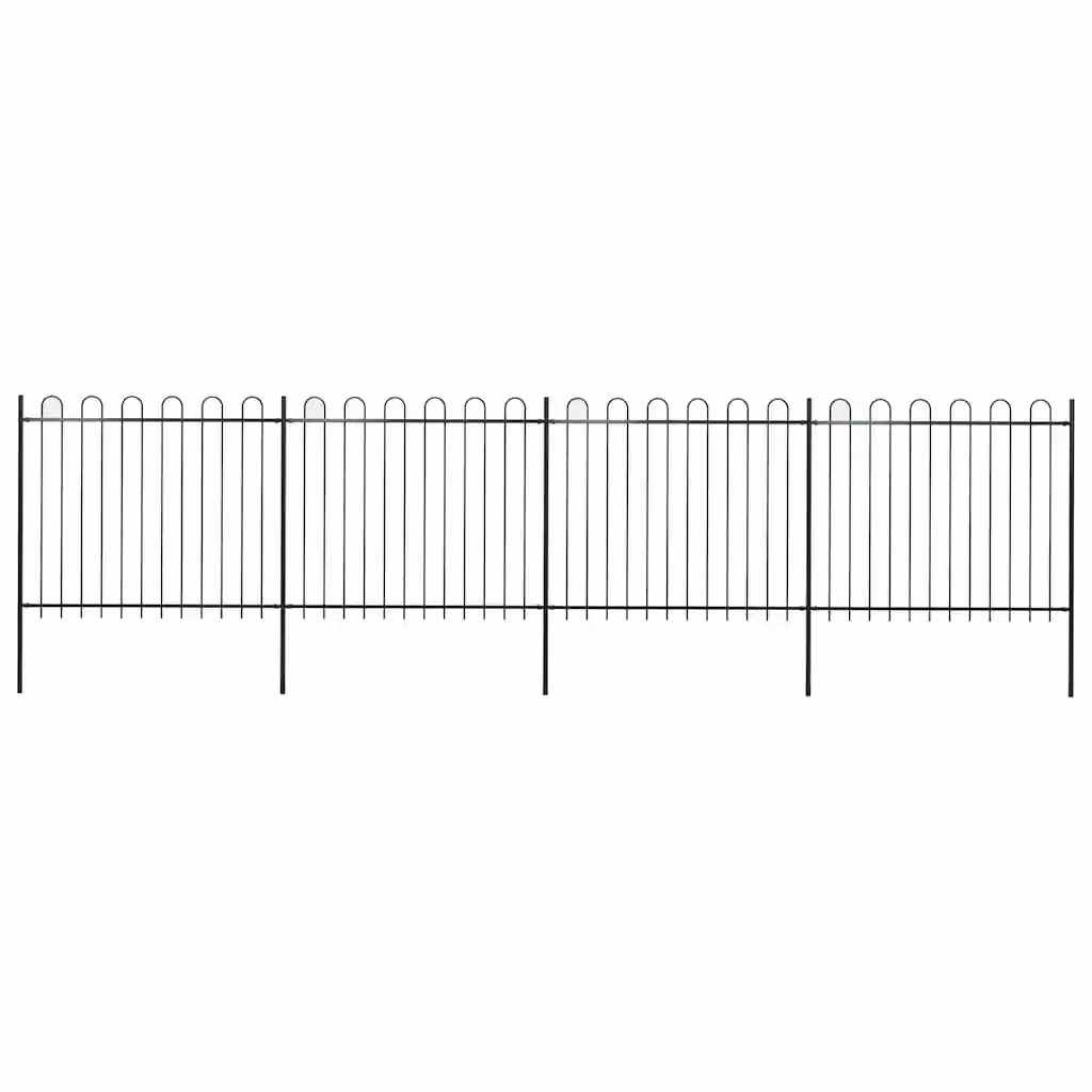 Recinzione da giardino vidaXL in acciaio con parte superiore ad anello, colore nero, L: 671 cm, H: 150 cm