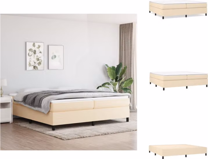 vidaXL Letto a molle insacchettate crema 200x200 cm in tessuto - Letti e strutture letto