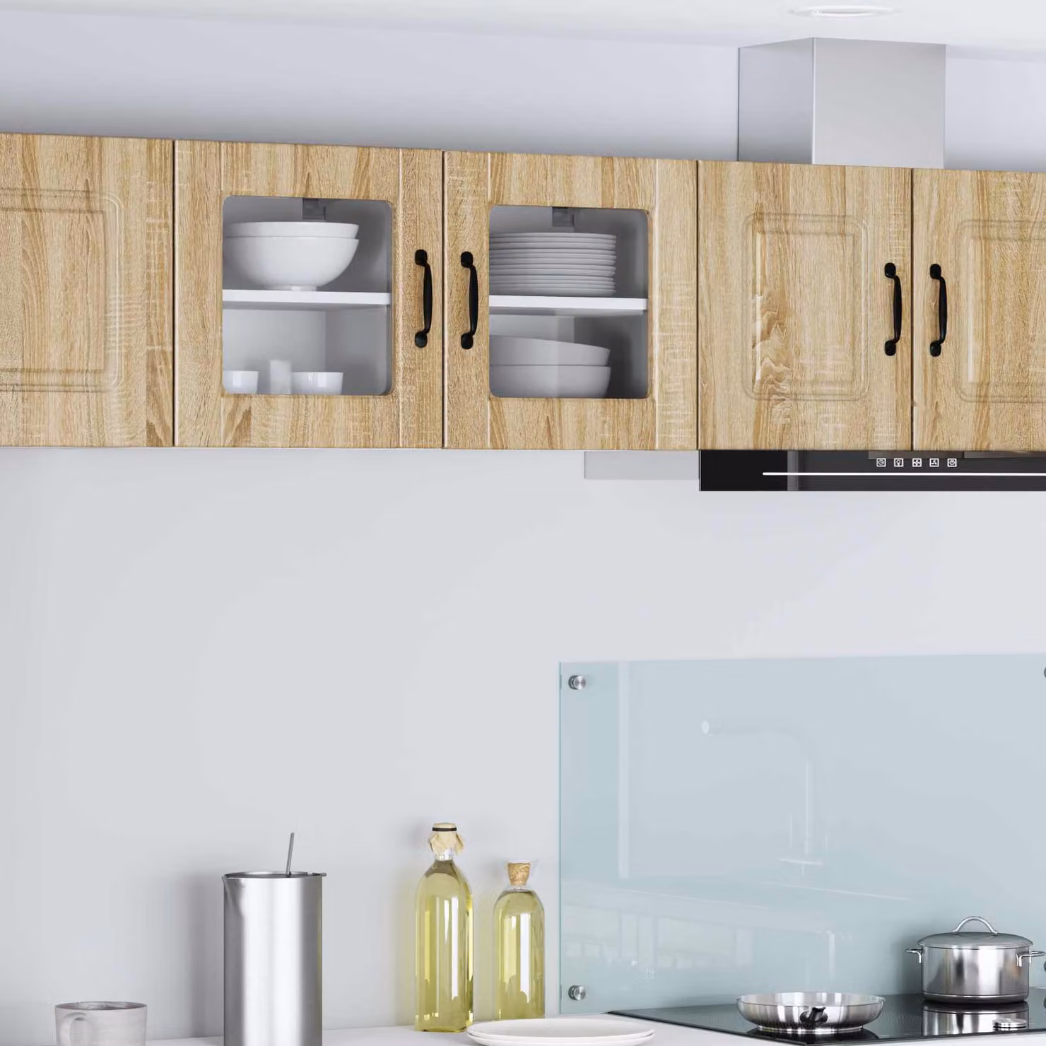 Mobile da parete vidaXL PORTO in legno e vetro, Rovere Sonoma, L 40 x P 31 x H 40 cm