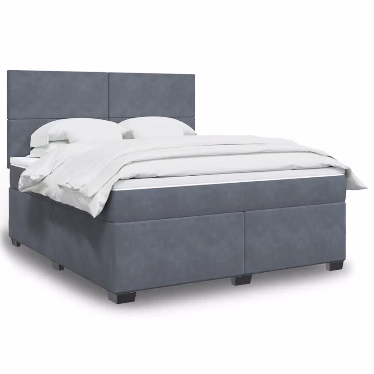 vidaXL Giroletto a Molle con Materasso Ibrido in Velluto Grigio Scuro L/P: 180 x 200 cm