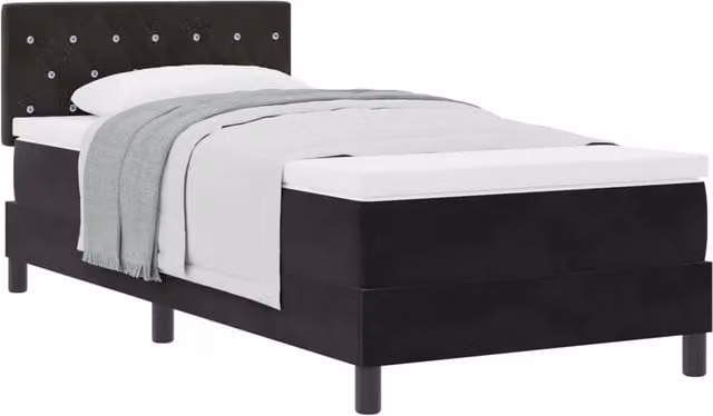 Letto singolo | Letto per adulti | Letto a molle con materasso Nero 90 x 190 cm Velluto