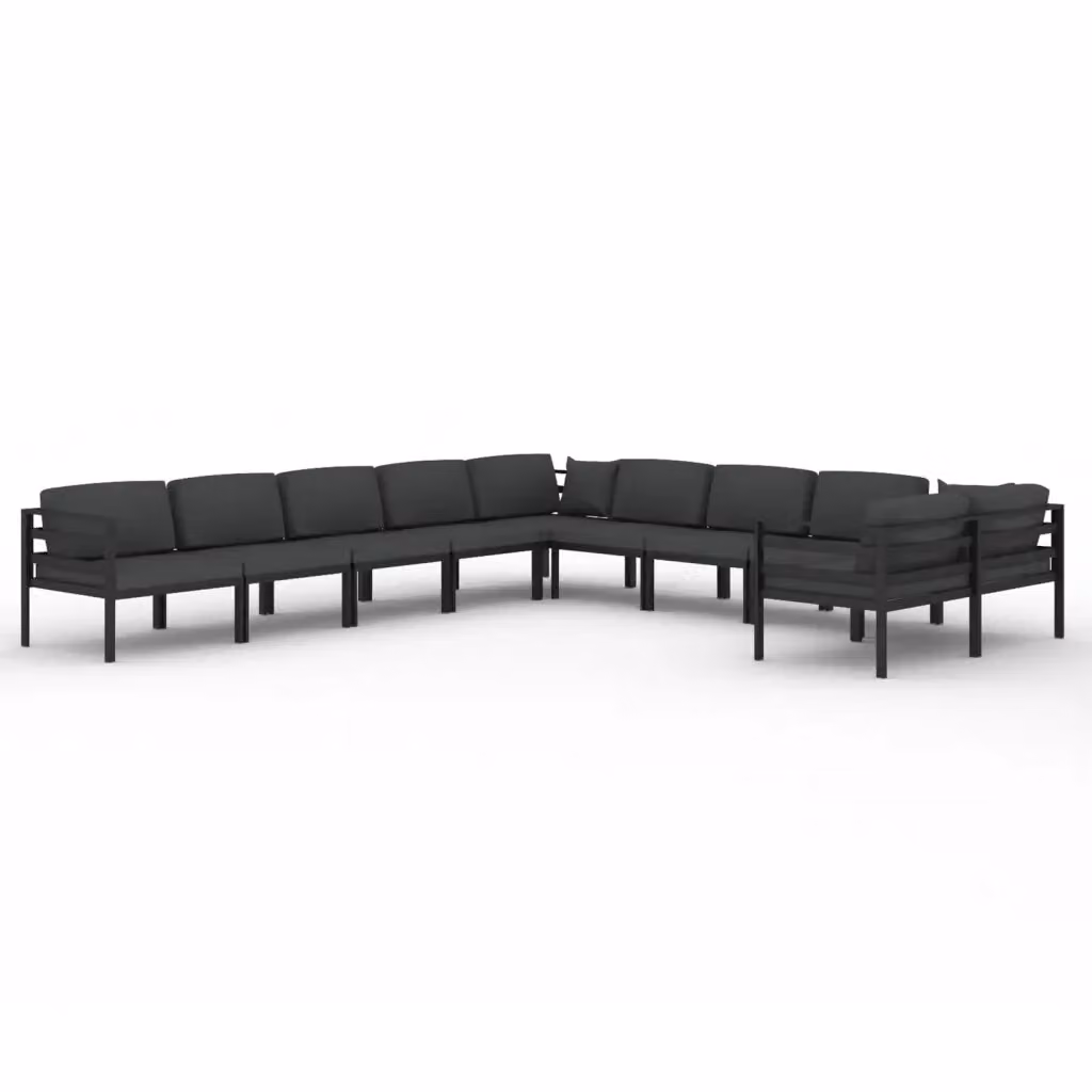 Set di Divani da Giardino a L vidaXL in Alluminio Antracite con Cuscini in Poliestere Resistente ai Raggi UV – 2