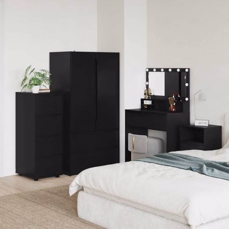 Armadio vidaXL in legno MDF nero con ante a battente L/P/H: 40 x 48 x 105 cm