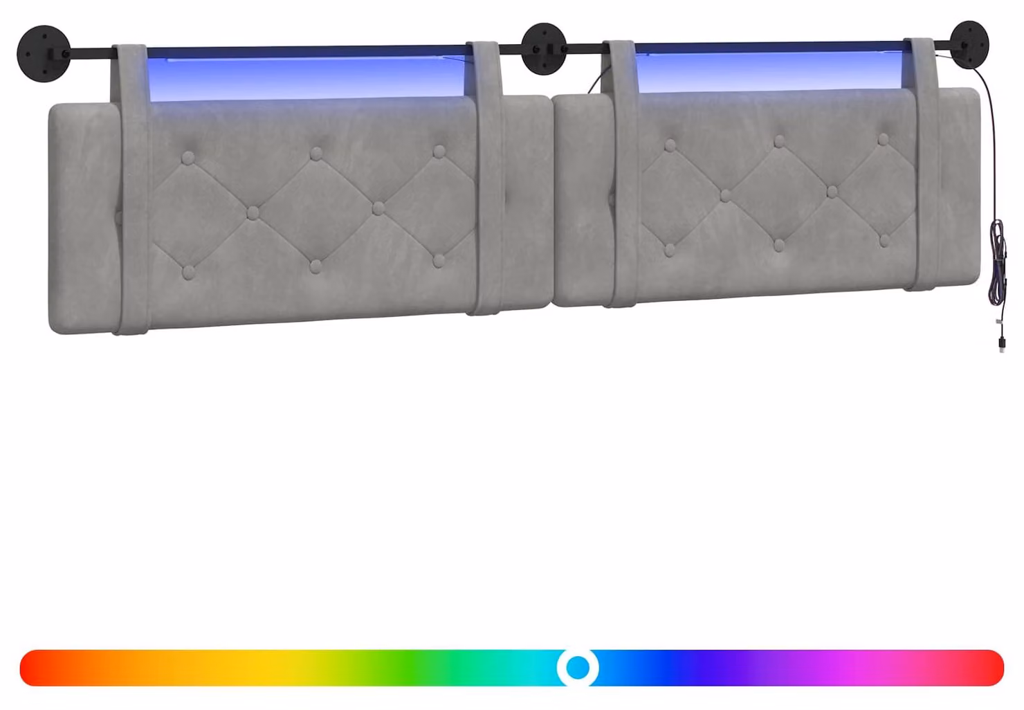 Testiera sospesa Con luce LED Grigio Chiaro Velluto
