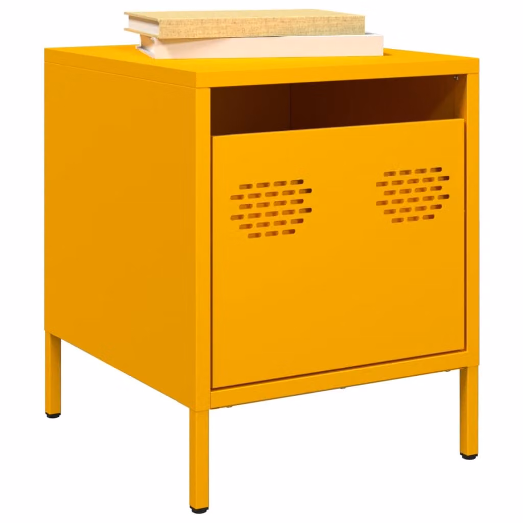 Set di 2 comodini vidaXL in metallo giallo senape L/P/H: 35 x 39 x 43,5 cm