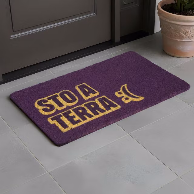 Zerbino rettangolare Zerbinomania viola antiscivolo e antipolvere in poliestere L 70 cm x P 40 cm