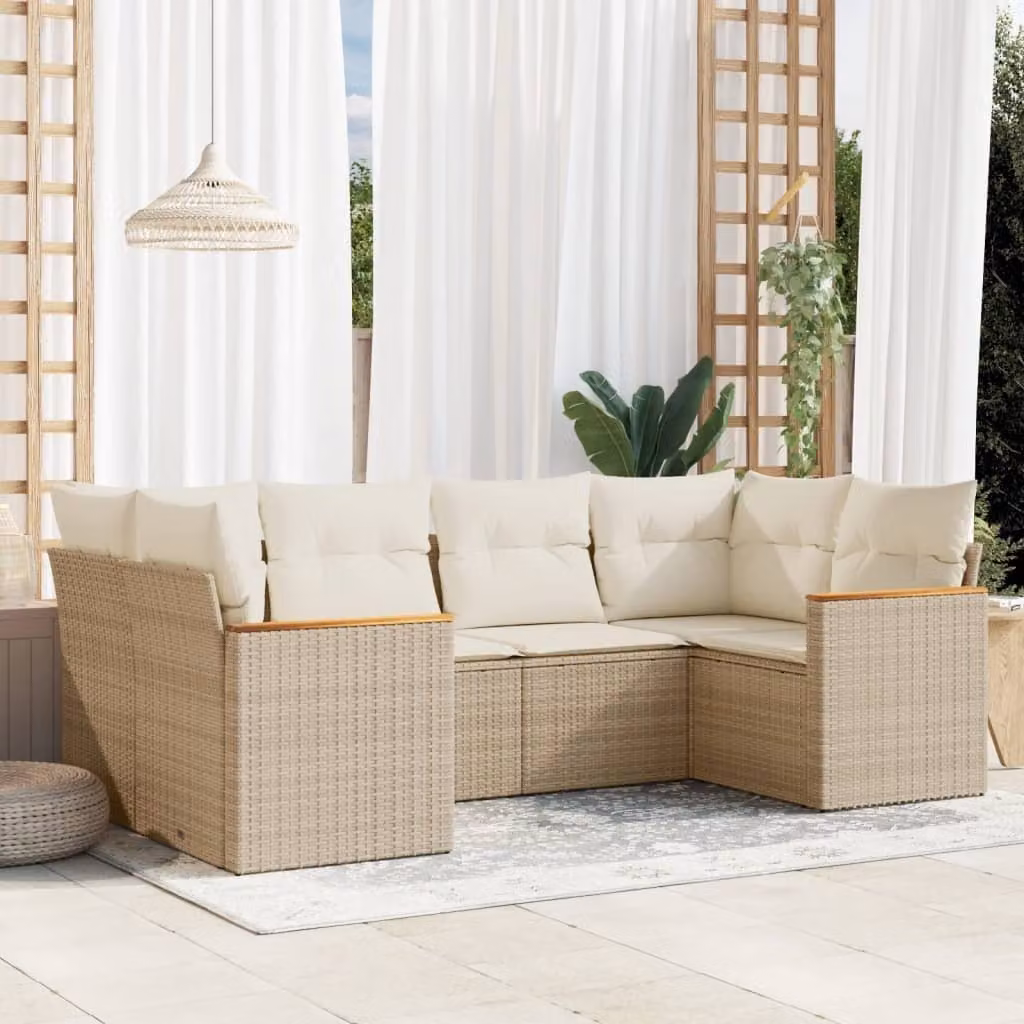 Maison Exclusive - Set Divano da Giardino 6 pz con Cuscini Beige in Polyrattan