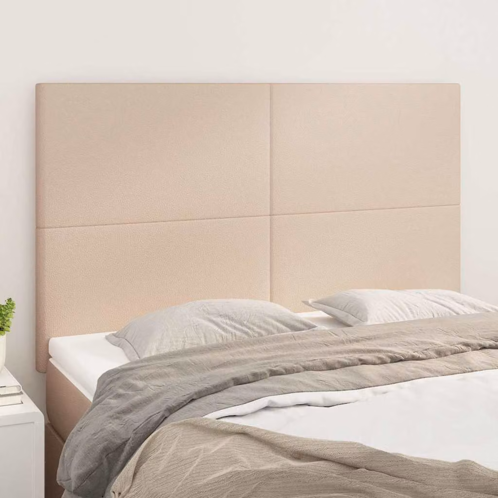 Testiera per letto vidaXL in similpelle color cappuccino, L: 144 cm, P: 5 cm, H: 118/128 cm