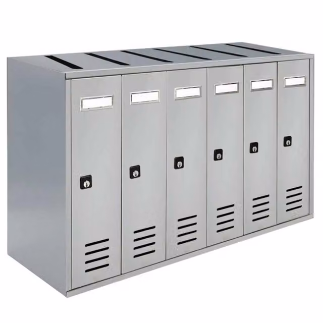 ALUBOX CUBO Cassette Postali Condominiali da 6 Posti in Lamiera Zincata, Colore Argento RAL 9006, L/P/H: 38,5 x 63 x 25 cm – 1