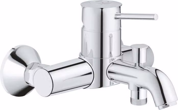 Rubinetto per vasca e doccia, miscelatore monocomando GROHE, cromato, montaggio a parete, profondità 191 mm
